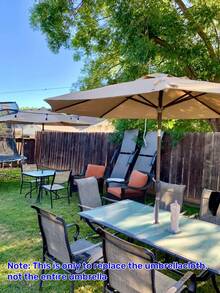 مظلة حديقة خارجية للاستخدام على مدار السنة - مصنوعة من البوليستر ، غطاء سميك ، حظر الشمس ، لون بيج ، مناسبة للساحات والاستخدام الخارجي ، مظلة حديقة زخرفية ، غطاء استبدال