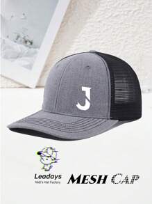 1PC Adjustable Letter "J" Print Baseball Cap For Men ,It Comes In 10 Colors,Breathable Mesh Back, Lightweight Polyester Sun Protection Hat,For Outdoor Sports & Fishing, Multiple Colors (Black/Blue/White/Green), Outdoor Sports Cap | Logo Cap | Makes A Great Gift For Family And Friends, And Is Perfect For Beach Vacations And Hiking Trips.