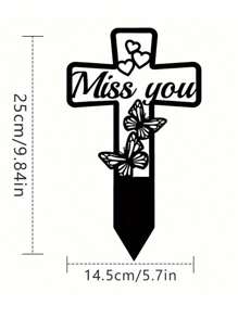 1pc Iron Butterfly Memorial Plaque Decoration, Garden Stake Sign, Commemorative Family Sign, Outdoor Yard Or Grave Decoration