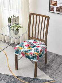 1/2/4/6pcs Printed Stretch Removable & Washable Dining Chair Seat Cover
