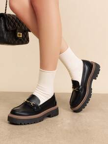 Loafers For Women Platform Chunky Heel Slip On Loafers Business Office Casual Dressy Loafer Shoes