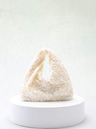 1pc High-End Glitter Shiny Wrinkle & Twist Design Minimalist Style Clutch Bag, Fashion Lady's Handbag For Evening Party, Banquet, Ball