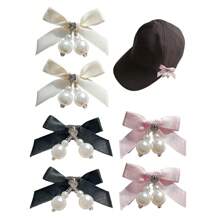 2pcs Hand-Sewn Pearl Bow DIY Accessories Fresh Ribbon Bow Decoration Creative Clothing Shoes Hat Hairpin Accessories