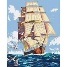 LaoJieYuan 2025 New Style Hand Embroidery Kit DIY Needlework Seascape Sailboat Needlecraft For Beginner Thread Cross Stitch Artcraft Home Decor