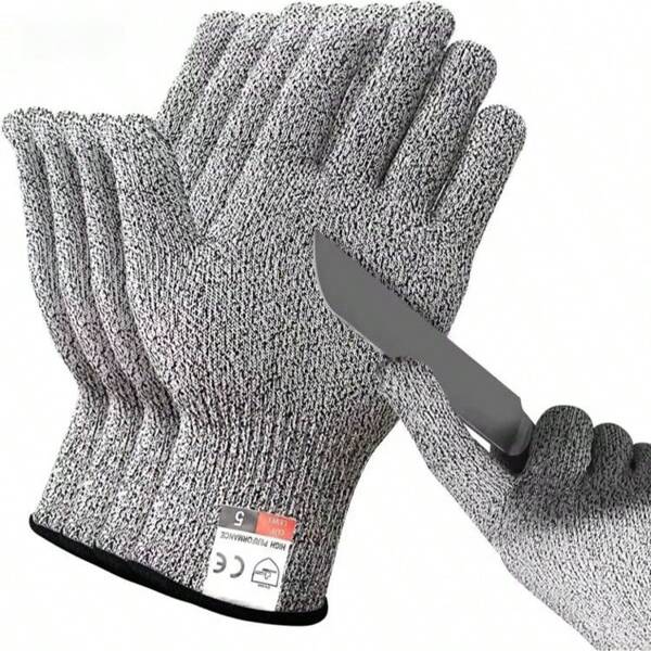 A Pair Of HPPE Grade 5 Anti-Cut Gloves, Safety Protection Kitchen Cut-Proof Gloves, Machine Washable, Comfortable, Flexible, Lightweight, Suitable For Butchers, Carpentry, Gardening Work, Kitchen Knife Handling