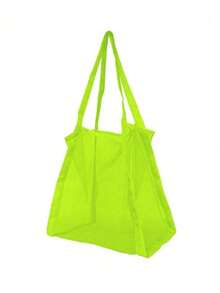 1pc Oversized Mesh Beach Tote Bag, Multifunctional Solid Color Shoulder Mesh Bag Grid, Beach Toy Storage Bag Extra Large Capacity Multifunctional Wear-Resistant Travel - Multicolor - View 6