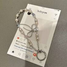 Pearl Chain Strap, High-End Beaded Wrist Lanyard, Handbag/Phone Charm, Crystal Phone Chain, Key Ring