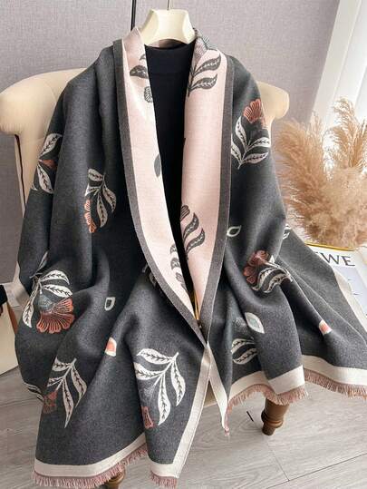 1pc Women Double-Sided Scarf, Winter Warm Thick Shawl Collar Wrap, Versatile For Daily Wear And Air-Conditioned Rooms