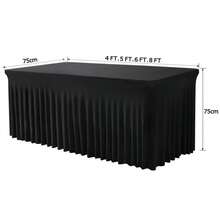 1/2 Pcs Spandex Round Tablecloth With Ruffled Skirt, Suitable For Rectangular Dining Tables, Wrinkle-Resistant And Washable, Elastic Patio Table Cover For Weddings, Bridal Showers, Birthday Parties, Home Decor, Holiday Parties, Themed Events, Banquet Table Decorations