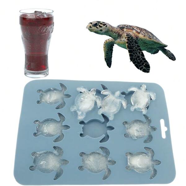1pc Sea Turtle Shaped Silicone Ice Cube Mold, Turtle Shaped Mold, Suitable For Snacks, Cookies, Cocktails, Chocolate, Candies Or Party, Turtle Ice Cubes