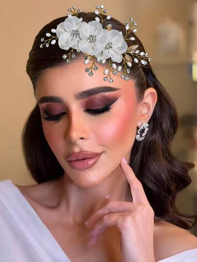 1 st elegant hårspänne med blommönster, lämplig för brudar, brudtärnor, bröllop, högtider, fotograferingar, fester