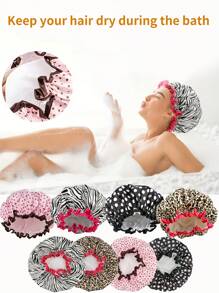 Bonnets de douche imperméables à double couche, bonnets de douche pour les femmes pour le bain, le shampooing et le maquillage. Bonnets de bain de haute qualité réutilisables et portables pour les voyages