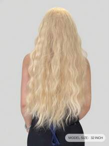 1 pieza Peluca de cabello sintético rizado resistente al calor con flequillo, dorada de 32 pulgadas tejida, natural y realista para uso diario