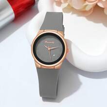 1pc Women's Plastic Strap Roman Numeral Scale Round Case Quartz Wrist Watch, Fashionable, Elegant, Lightweight, Suitable For Daily Wear, With Calendar