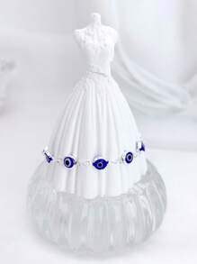 KIT 4 colar com pingente de mau olhado + pulseira + brincos, banhado a prata 925