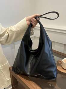 Bolso de hombro de gran capacidad, suave y de unicolor vintage para mujeres, bolso bandolera versátil con asa, bolso de hombro tipo hobo de gran capacidad, bolso bandolera casual para el trabajo