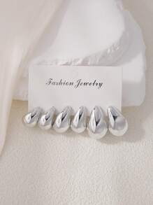 12pcs Gold & Silver Water Drop Shaped Women Fashion Earrings Set