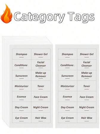 1/5/10/20/30张透明浴室标签美容组织标签防水可填充瓶贴纸护肤品瓶标签适用于乳液、面霜、洗发水、沐浴露、化妆品、旅行瓶、旅行必需品、旅行配件、旅行必备品、海滩度假、暑假、学校配件、返校用品