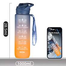 Botella de Agua Motivacional,Botella de Agua Deportiva [1000ml/32oz] con Popote y Marcador de Tiempo,Vaso de agua,Copa de agua,Taza de agua,Boca Ancha, Sin BPA, Botella Grande de Agua, Reutilizable,Perfecta para Gimnasio, Trabajo, Escuela y Oficina(azul marino) - Azul Marino - Ver 4