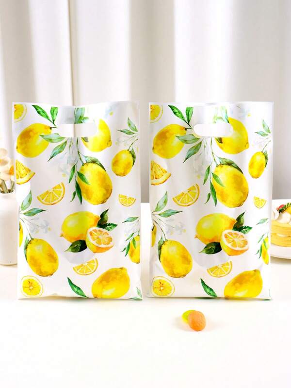 10/20/50 piezas Bolsas de plástico con diseño de hojas verdes y temática de limón, convenientes para fiestas, regalos de boda de primavera y verano, suministros para fiesta de baby shower