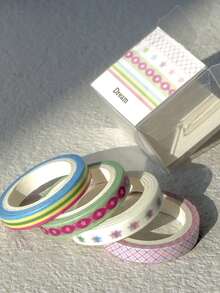 4 PCS Polka Dot And Striped Patterns Mini Washi Tape Set For Scrapbooking, Card Making And Simple Gifts For Friends And Classmates - Multicolor - View 9