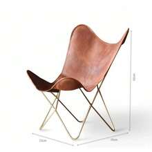 Handcrafted Vintage Buffalo Leather Butterfly Chair Lounge Modern Accent Folding - - Default - View 5