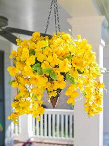 1Pc/2Pcs Artificial Hanging Flowers Fake Hanging Plants Faux Silk Hibiscus Long Vines UV Resistant Realistic Flowers For Basket Home Porch Outside Garden Yard Patio