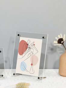 Marco de fotos de acrílico transparente de cristal elegante de 6 pulgadas - Soporte de exhibición transparente y elegante con acentos metálicos para postales, fotos y obras de arte - Decoración perfecta para el escritorio, la oficina