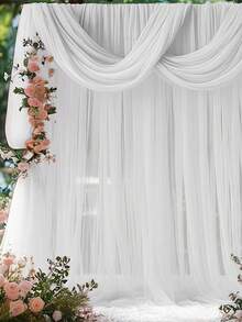 1pc Solid Color Romantic Wedding Arch With Sheer Curtain, Suitable For Weddings, Engagements, Valentine's Day Ceremonies, Receptions And Parties, Lightweight And Versatile Wedding, Banquet And Home Decoration Background,Fall Decor,Autumn Decor,Room Decor