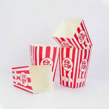 10pcs/20pcs/50pcs Movie Theater Popcorn Boxes Disposable Red & White Striped Vintage Snack Box Concession And Carnival Party Supplies Paper Popcorn Buckets Cardboard Pop Corn Bowls Individual Servings Bags - Multicolor - View 4
