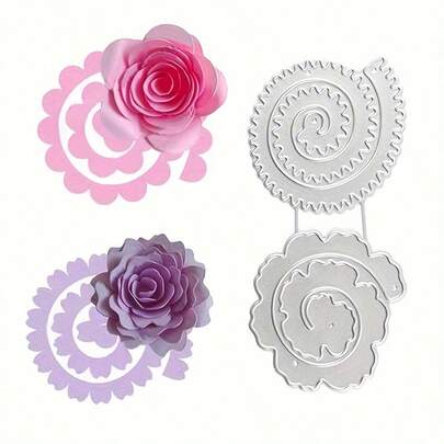 1 pieza Troquelado de metal en forma de flor espiral 3D, adecuado para scrapbooking, manualidades de papel DIY - Juego de troqueles de corte de flores y hojas, aplicable para decoración de boda y estampado