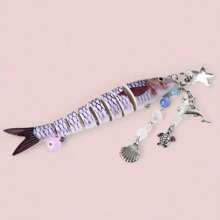 1 pieza Llavero de pez hecho a mano, encantos de bolso de océano, llaveros de océano, llaveros de señuelo de pesca artificial, encantos de peces con cuentas, regalos para pescadores, accesorios escolares y de automóvil, gótico lindo Y2k