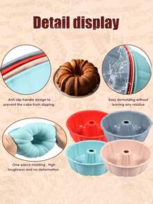 10-Inch Multi-Color Silicone Adhesive Cake Mold Set/Easy-Release Non-Stick Round Cake/Bread Baking Mold/Holiday Dessert Baking Plate-Multi-Color Cake Baking Mold-Holiday Dessert Mold-Home Baking Plate-Chocolate Cake Mold-"Convenient Multi-Color Cake Plate: Enhance Your Home Baking Experience"-Food, House, Camping, Spraying, Decoration, Home - Multicolor - View 3