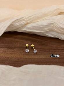 1 Paar Mini 14 Karat Vergoldete Ohrstecker mit Kubikzirkonia, elegante funkelnde Mädchen Ohrringe, künstliche Kristall Dekoration, Heilkristalle bringen Glück