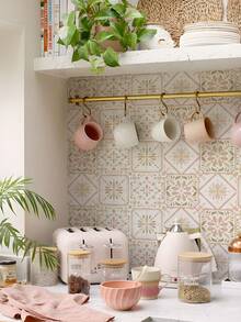 7.87x7.87英寸-10件马卡龙马蒂斯乙烯基墙砖贴纸，用于家居装饰，自粘式剥离粘贴式防溅瓷砖贴花，适用于厨房浴室，易于拆卸，适合租房者