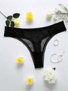 Sexy Lingerie Perspective Sexy Underwear Shorts, Internet Famous Beautiful Transparent Lace Flower Fashionable Underwear, Women's Mesh Transparent Sexy Thong Sexy Embroidered Bottom Exquisite Transparent Lace Interwoven With Fashionable Mesh, Outlining Sexy Patterns, Details Perfect For T Pants