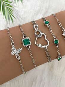 Ensemble de bijoux pour femme 5 pièces, bracelet à la mode et décontracté, idéal au quotidien et comme cadeau de Noël pour vos amis.