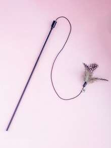 PETSIN 1支人造珍珠貓毛互動貓玩具棒 - 黑與白 - 查看 4