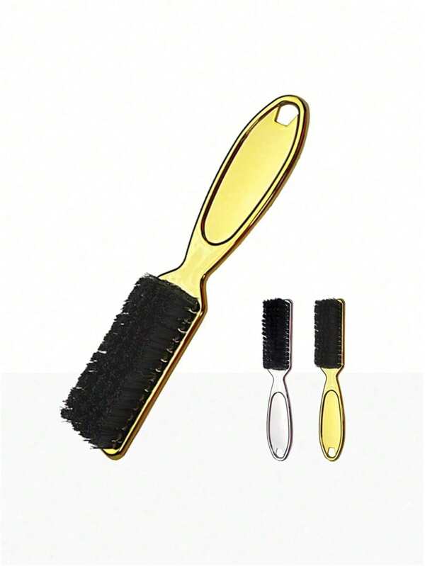 1 pièce Petite brosse de mise en forme de barbe au logo, brosse à barbe professionnelle vintage. Forme de la tête en forme d'huile, brosse de nettoyage de sculpture