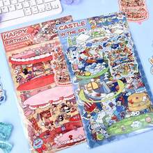 4 张迷你场景装饰贴纸 + 1 张场景纸板，适用于 DIY 微型场景制作、学校用品、返校 - 彩色 - 查看 4