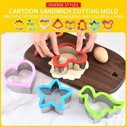 8pcs Bread Cutting Mold/Baking Creative Cartoon Biscuit Mold/Star Shaped Flower Shaped Butterfly Shaped Christmas Tree Shaped Heart Shaped And Various Shaped Molds/Sandwich Mold Sandwich Bread Cutting Mold Biscuit Mold Cutter