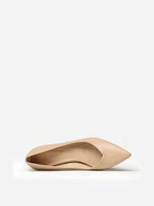 Women's Chunky High Heel Shoes With Pointed Toe - Apricot - View 8