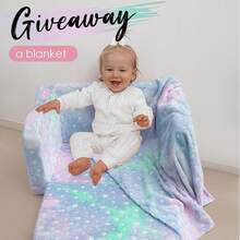 MeMoreCool Kids Couch Sofa, Folding Toddler Chair Bed, Soft Plush Fold Out Kids Armchair Sofa Glow In The Dark, Comfy Baby Recliner For Girls Boys, Glowing Dinosaur, Blue