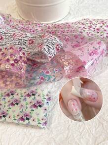 7 designs Plaques de tamponnage pour Nail Art aux motifs floraux vintage, feuilles de transfert de conception florale pour Nail Art DIY