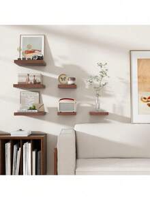 Estantería flotante cuadrada de 8" de ancho x 8" de profundidad x 1.3" de alto (aproximadamente 20 cm de ancho x 20 cm de profundidad x 2 cm de alto), estante de pared montado con soportes ocultos, adecuado para decoración y almacenamiento en la sala de estar, dormitorio, baño y cocina - Multicolor - Ver 6