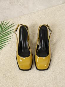 Chaussures Vintage de style "Babies" pour femmes, nouveaux talons hauts rétro pour le printemps, version coréenne avec grandes tailles, chaussures unicolore, design élégant et charmant avec bout carré et talon épais, sexy