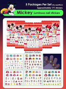 Disney Disney Cartoon Sticker Girls' Nightglow Nail Stickers Ice And Snow Romance Princess Elsa Nail Stickers Cartoon Sticker Toys, Back To School Gifts