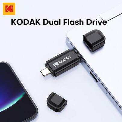  محرك أقراص فلاش USB3.2 من نوع Kodak 128 جيجابايت 256 جيجابايت OTG ثنائي الاستخدام معدني محرك أقراص خارجي 32 جيجابايت 64 جيجابايت ذاكرة USB لهاتف محمول وكمبيوتر محمول وسطح المكتب