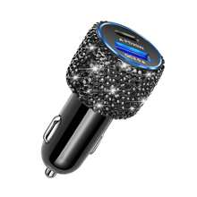 1 pièce Chargeur de voiture 2-en-1/8-en-1 avec strass, câble de charge 3-en-1 avec strass, charge rapide, Type C, USB, adaptateur de voiture, compatible avec Apple, téléphone, caméra de tableau de bord, iPad, GPS, cadeau pour les vacances/anniversaire