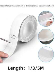 1 Roll 3.8cm X 5m White Self-Adhesive Caulk Tape, High Adhesive, Waterproof, Mold-Proof, Oil-Resistant Sealant Tape For Bathroom, Kitchen, Toilet, Bathtub, Sink, Wall, Etc.
